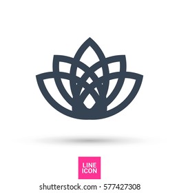 Abstract Flower Lily vector line icon. Creative infinite looped shape Luxury Fashion logotype concept icon. lily logo