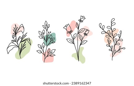 Abstract Flower Line Art Prints Set of 3 Minimal Floral