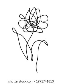 Abstract flower as line drawing, isolated on white background. Vector