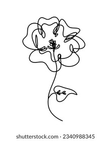 Abstract flower line drawing, isolated on white background. Vector