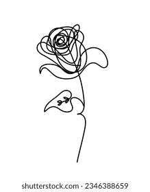 Abstract flower line drawing, isolated on white background. Vector