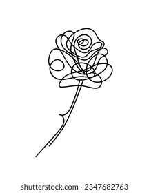 Abstract flower line drawing, isolated on white background. Vector