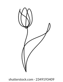 Abstract flower line drawing, isolated on white background. Vector