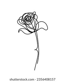 Abstract flower line drawing, isolated on white background. Vector