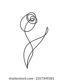Abstract flower line drawing, isolated on white background. Vector