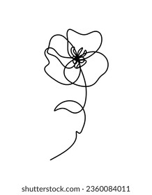 Abstract flower line drawing, isolated on white background. Vector