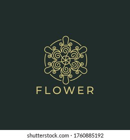 Resumen de la inspiración del diseño del logo de la línea de flores. ilustración vectorial de símbolo premium creativo
