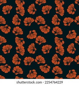 Abstract flower line seamless pattern. Delicate floral vintage outline endless background. Retro style. Design for fabric, textile print, wrapping, cover. Vector illustration