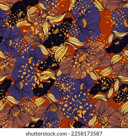 Resumen del patrón sin fisuras de la línea de flores. Delicado fondo interminable del contorno floral vintage. Estilo retro. Diseño para tela, impresión textil, envoltura, cubierta. Ilustración del vector