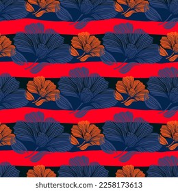 Resumen del patrón sin fisuras de la línea de flores. Delicado fondo interminable del contorno floral vintage. Estilo retro. Diseño para tela, impresión textil, envoltura, cubierta. Ilustración del vector
