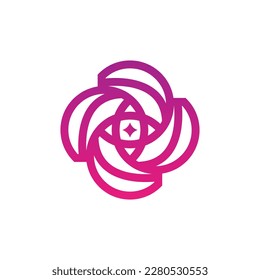 Abstract flower logo with ambigram concept wit modern style