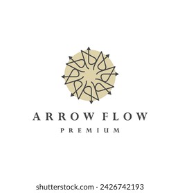 abstract flower logo arrow vector.