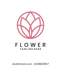 Abstract flower logo with circle lines and petal design