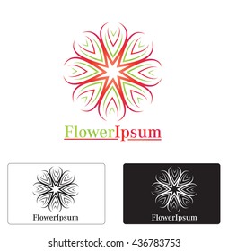 Abstract flower logo concept in full color ,black and white .