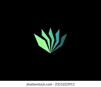 Abstract flower logo. Creative open book icon. Universal coffee shop flower store logotype. Vector illustration.