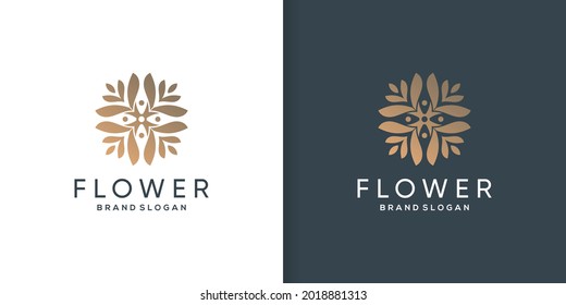 Abstract flower logo with creative unique concept Premium Vector