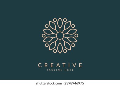 Abstract flower logo design and beauty icon vector.