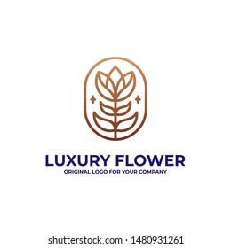 Abstract flower logo design can be used as symbols, brand identity, icons, or others. Gold logo inspiration. Color and text can be changed according to your need.
