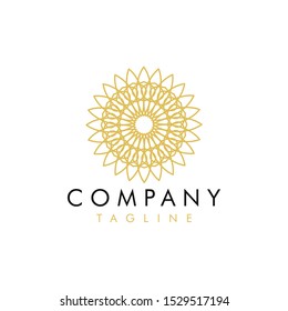 Abstract flower logo design line style