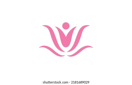 Abstract flower logo design. Linear lotus vector design. Elegant water lily logotype