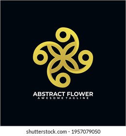 Abstract flower logo design template modern color
