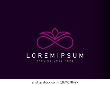 Abstract flower logo design. Vector illustration of simple flower infinity. Modern logo design with line art icon style.