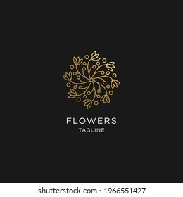 
Abstrakte Blumen Logo-Design, Vektorvorlage im linearen Stil.