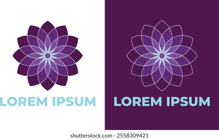 Abstract Flower logo, design vector template. Harmonious logo design. Purple and turquoise logo, beautiful color combination.