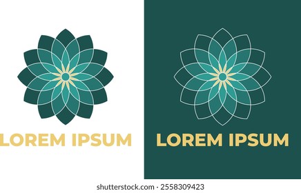Abstract Flower logo, design vector template. Harmonious logo design. Green and yellow logo, beautiful color combination.
