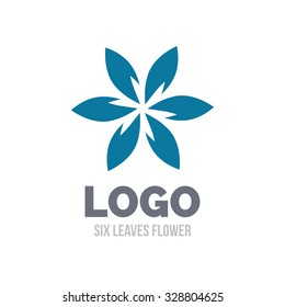 Abstract Flower Logo design vector template. Creative 6 leaves shape floral Logotype concept.
