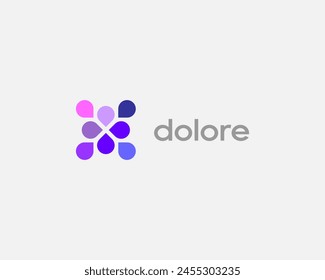 Abstract flower logo from drops. Creative beauty salon cosmetics spa logotype. Vector illustration.