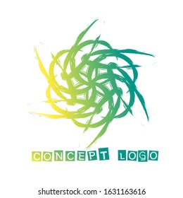 Abstract flower logo or icon. Abstract logo color combination of blue and yellow