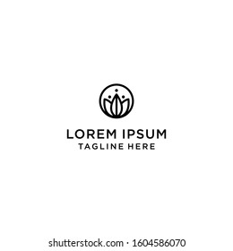 Abstract flower logo icon design. Elegant crown line symbol. Universal premium vector sign