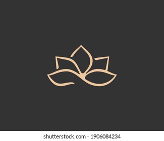 Abstract flower logo icon design template. Elegant lotus gold line icon. Universal premium spa, hotel, cosmetics, boutique vector sign logotype.