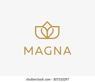 Abstract Flower Logo Icon Design. Elegant Crown Line Symbol. Universal Premium Vector Sign.