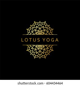 Abstract flower logo icon design. Elegant lotus line symbol. Template for creating unique luxury design, logo. Universal premium vector sign. Print gold foil - stock vector