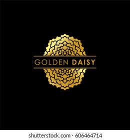 Abstract flower logo icon design. Elegant Golden Daisy  symbol. Template for creating unique luxury design, logo. Universal premium vector sign. Print gold foil - stock vector