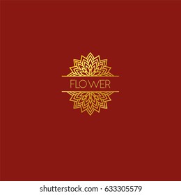 Abstract flower logo icon design. Elegant lotus line symbol. Template for creating unique luxury design, logo. Universal premium vector sign. Print gold foil - stock vector