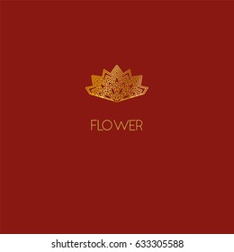 Abstract flower logo icon design. Elegant lotus line symbol. Template for creating unique luxury design, logo. Universal premium vector sign. Print gold foil - stock vector
