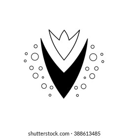 Abstract flower logo icon. Logotype element for template. Monochrome vector illustration in black and white colors.