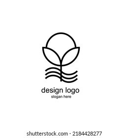 abstract flower logo illustration in black and white
