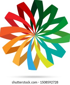 Abstract Flower Logo - Isolated On White Background - Vector. Abstract Flower Vector For Web Icon, Tech Logo And Element Design. 3D Icon