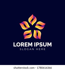 Abstract flower logo isolated on solid background. Logo template for web site, label, banner, poster, placard, cover and print materials. 