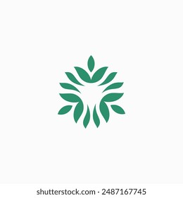 Abstract Flower logo. leaf icon for hotel, yoga logo, community green color