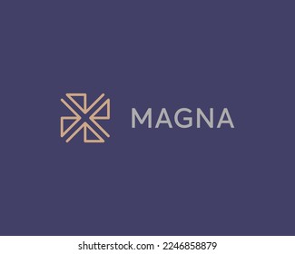 Abstract flower logo. Minimalist vortex windmill sign. Creative fan spin energy icon. Vector illustration.