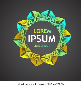 Abstract flower logo on a dark background. Vector