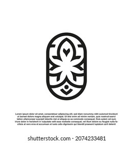 Abstract flower logo with oval in background for brand, fashion, beauty, salon, and others