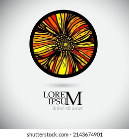 Abstract flower logo. Round graphic element. Vector illustration