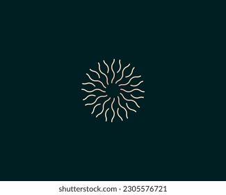 Abstract flower logo. Sun icon. Energy science sign. Eye logotype. Vector illustration.