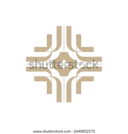 Abstract Flower Logo Symbol. Elegant Geometric Line Art Design in Minimal Style